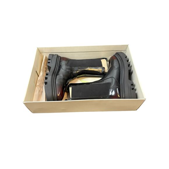 AllSaints Alex Chelsea Boots Patent Leather Grunge Classy Black Truffle Red Sz 9 - Picture 12 of 12